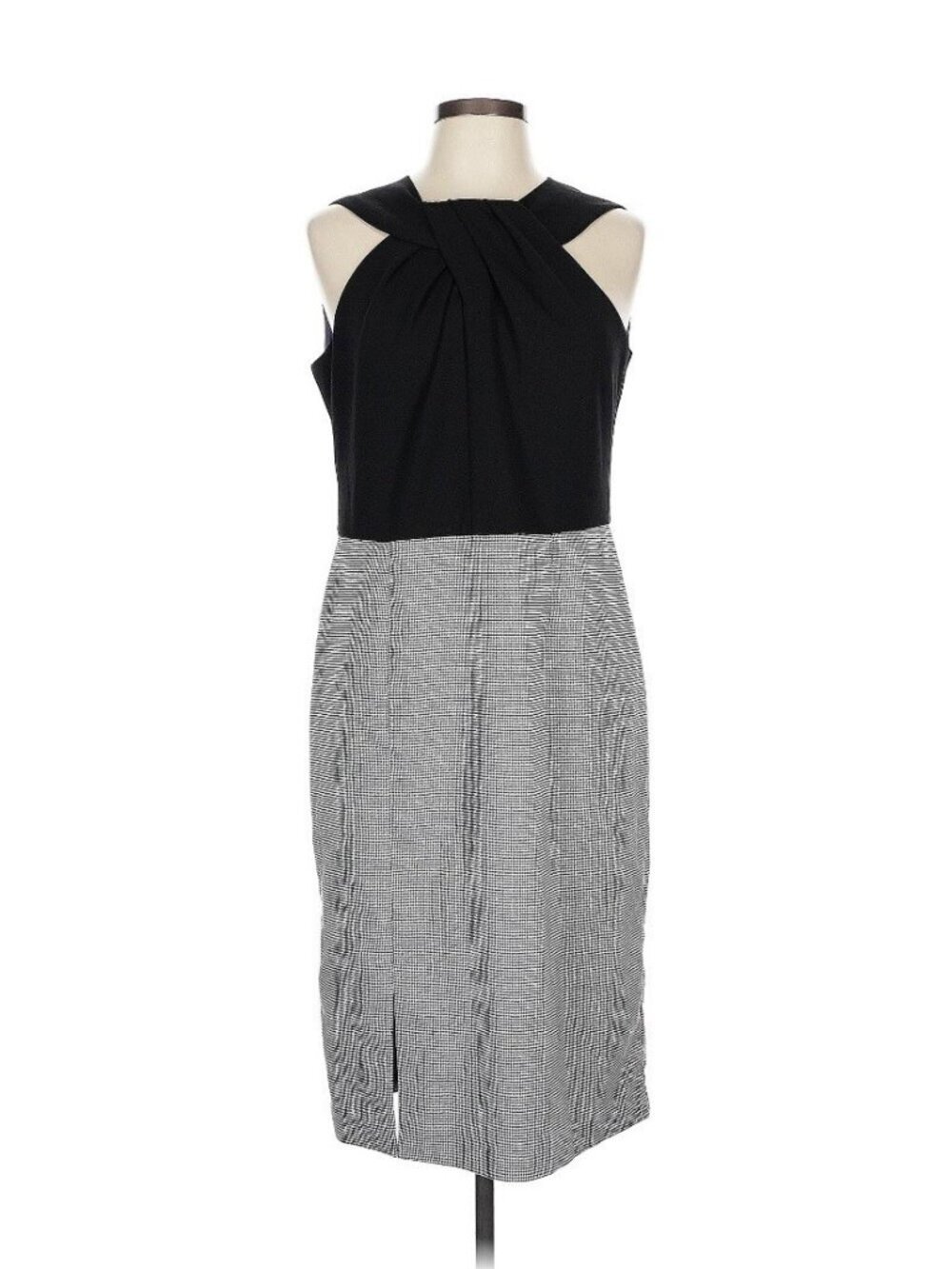 WHBM Sheath Dress 12 Black Houndstooth
